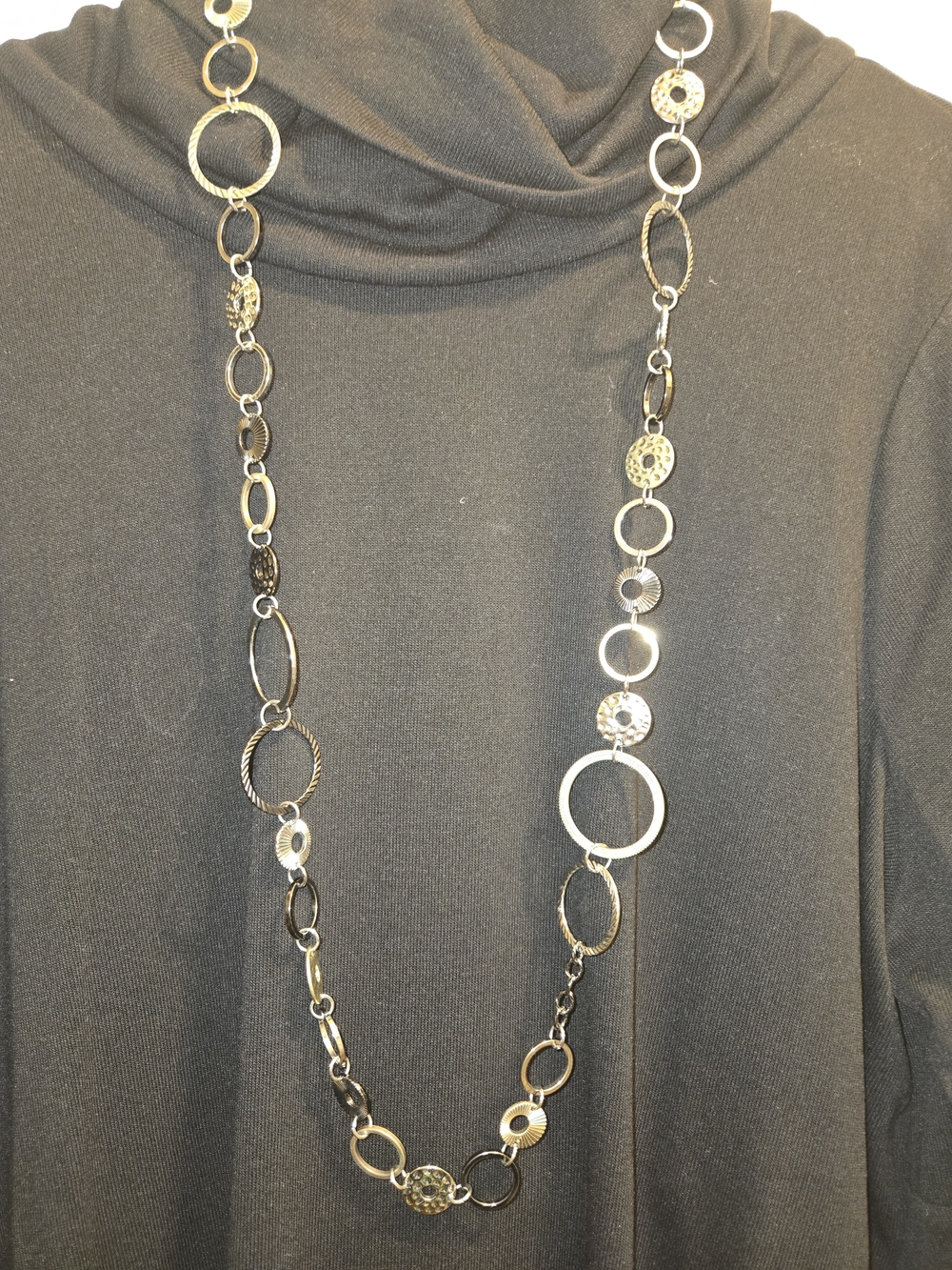 Lia Sophia Long Mixed Metal Circle-Link Necklace - Gold & Silver
